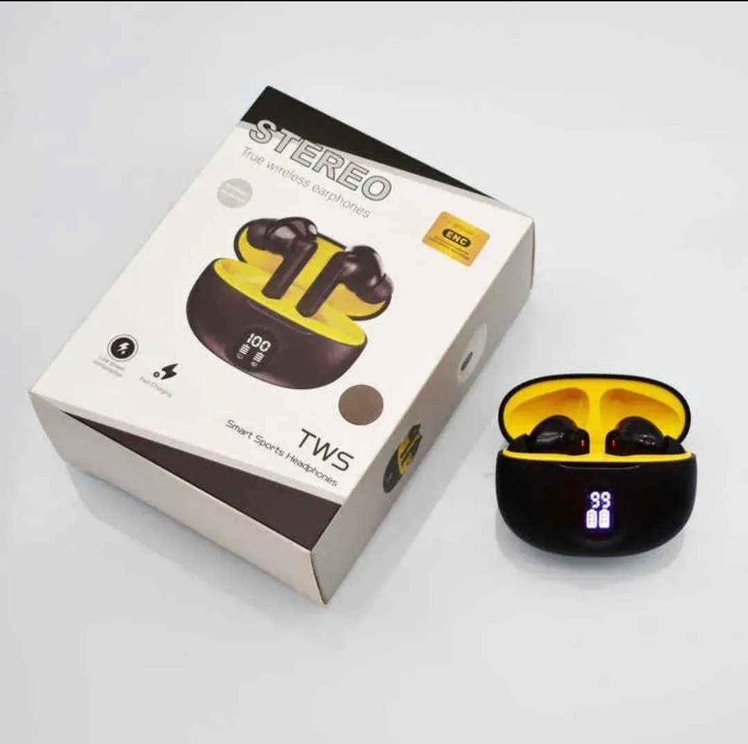 Premium Wireless Earbuds Black yellow - Image 2