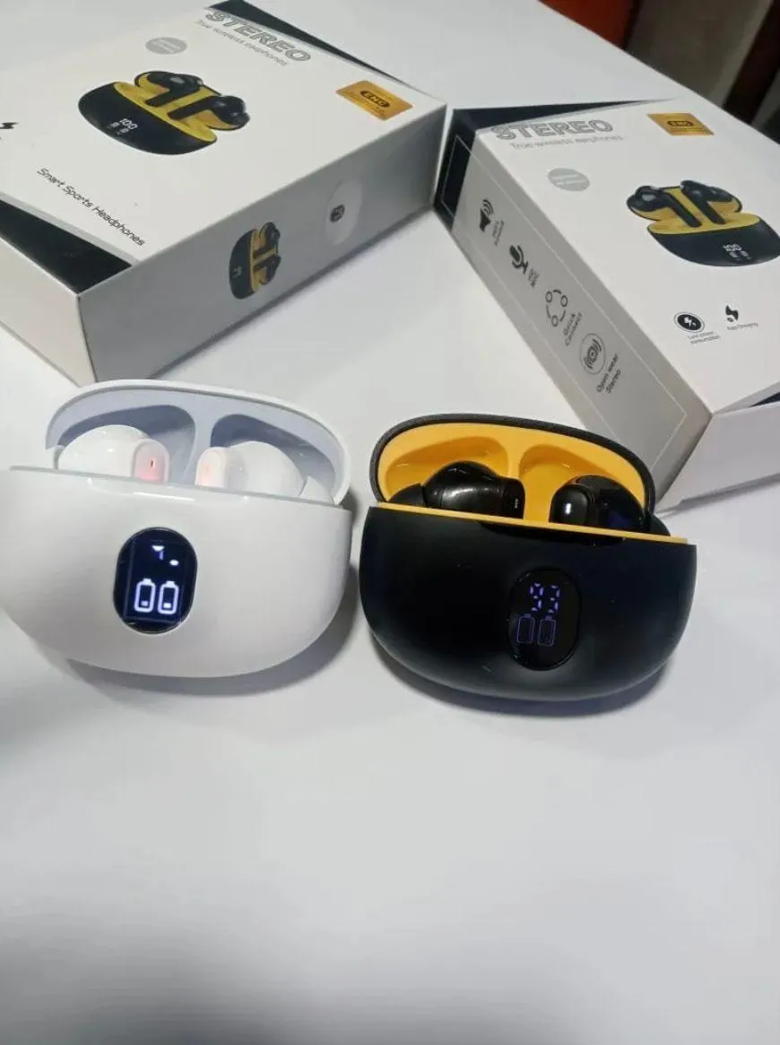 Premium Wireless Earbuds Black yellow - Image 7