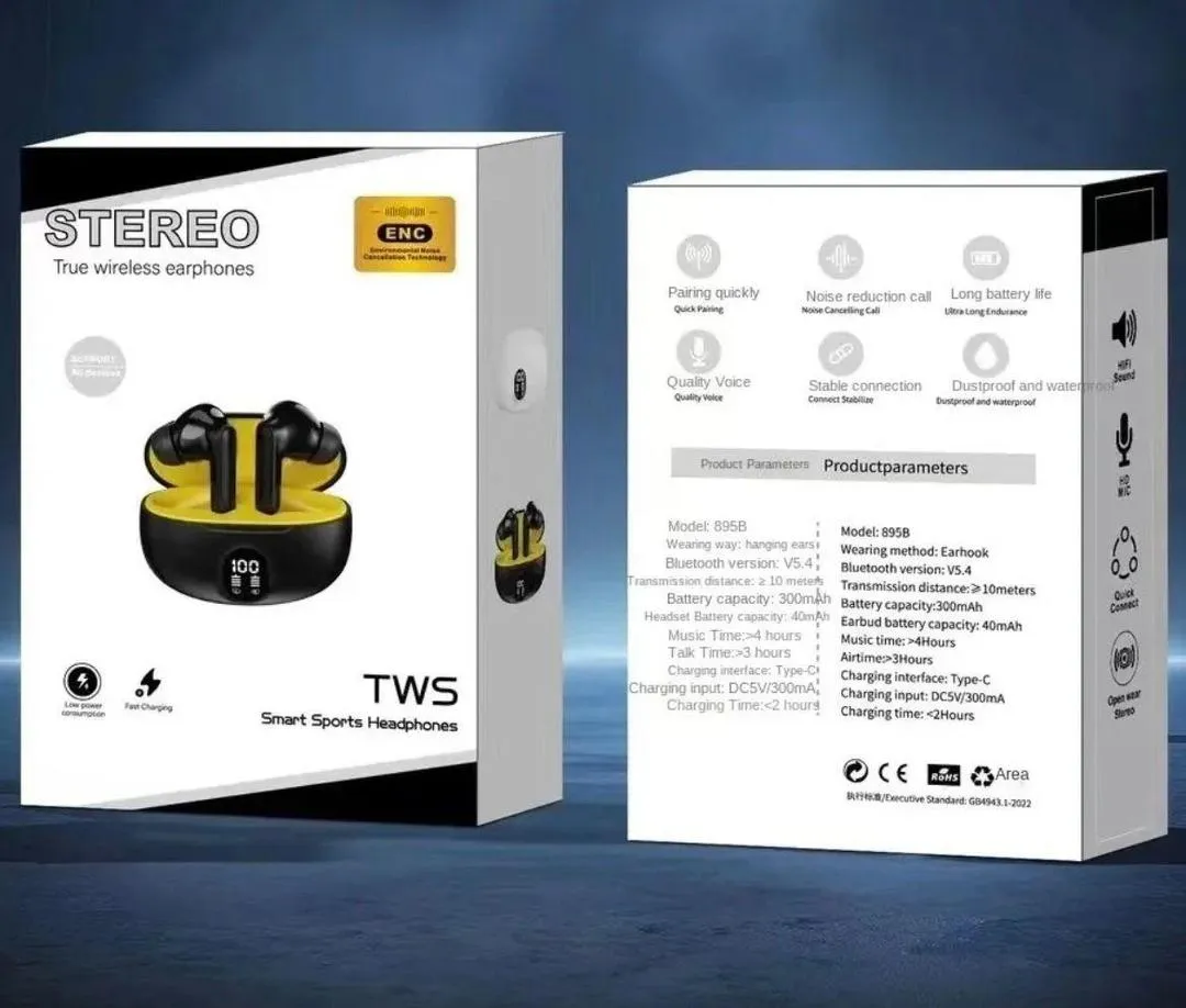 Premium Wireless Earbuds Black yellow - Image 6