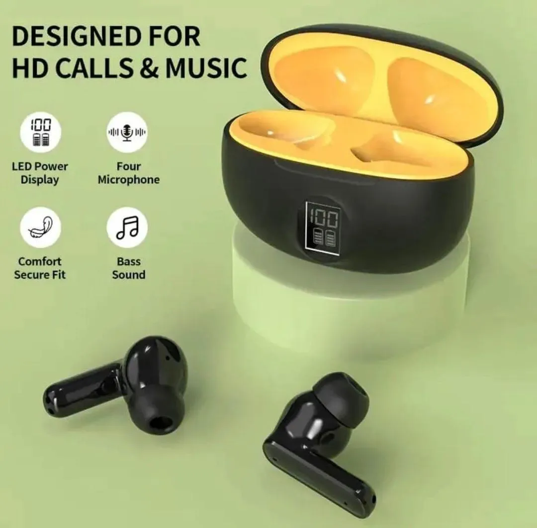 Premium Wireless Earbuds Black yellow - Image 3
